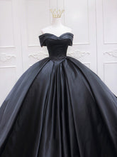 Black Masquerade Ball Gown Off The Shoulder Satin Quinceanera Dress Sweet 16 Dress - DollyGown
